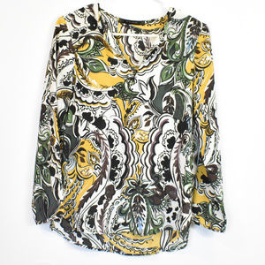 Zara Basic V Neck Floral Pattern Blouse size S